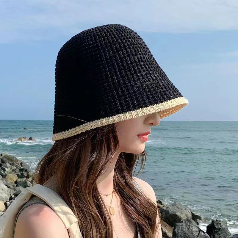 Nouveau bonnet de bassin à la mode, pliable et minimaliste, chapeau de seau d'eau, pare-soleil tricoté, petit bord, respirant et protection solaire, chapeau de pêcheur_voghion.com