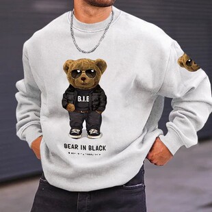 Cross-Border European and American Round Neck Sweatshirt Men's 3D Printed Men's Round Neck Sweatshirt European and American Autumn and Winter Printed Pullover Sweatshirt No