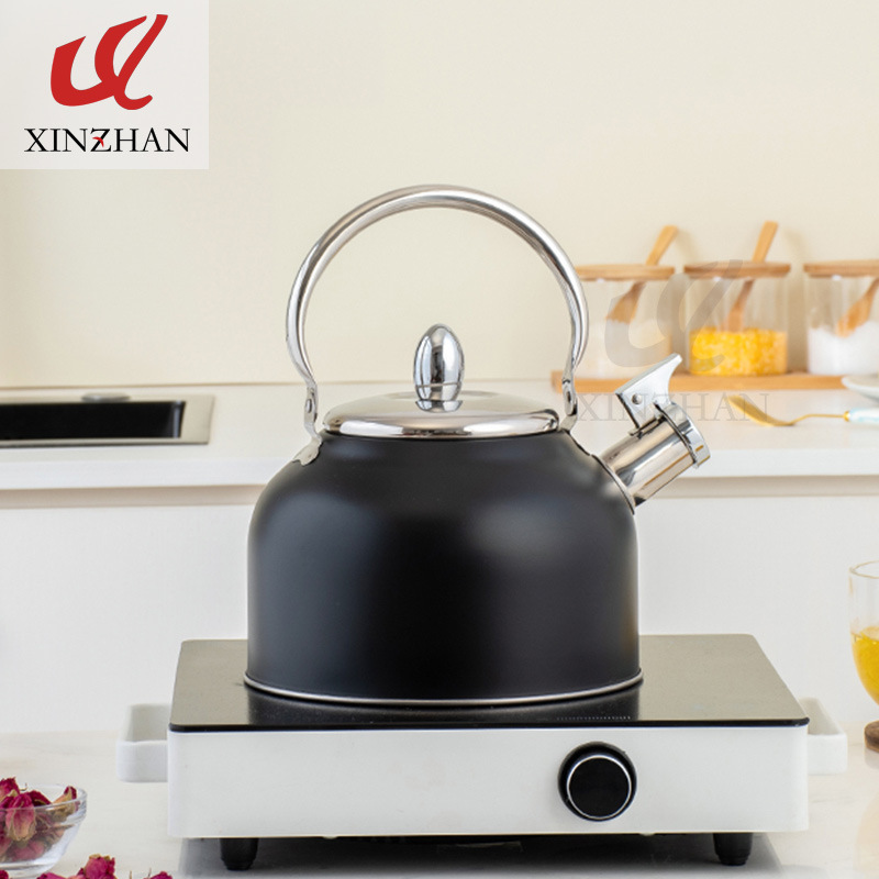 Acero inoxidable negro plegable mango silbato hervidor Amazon transfronterizo de sonido hervidor de agua de gran capacidad cocina hervidor de sonido