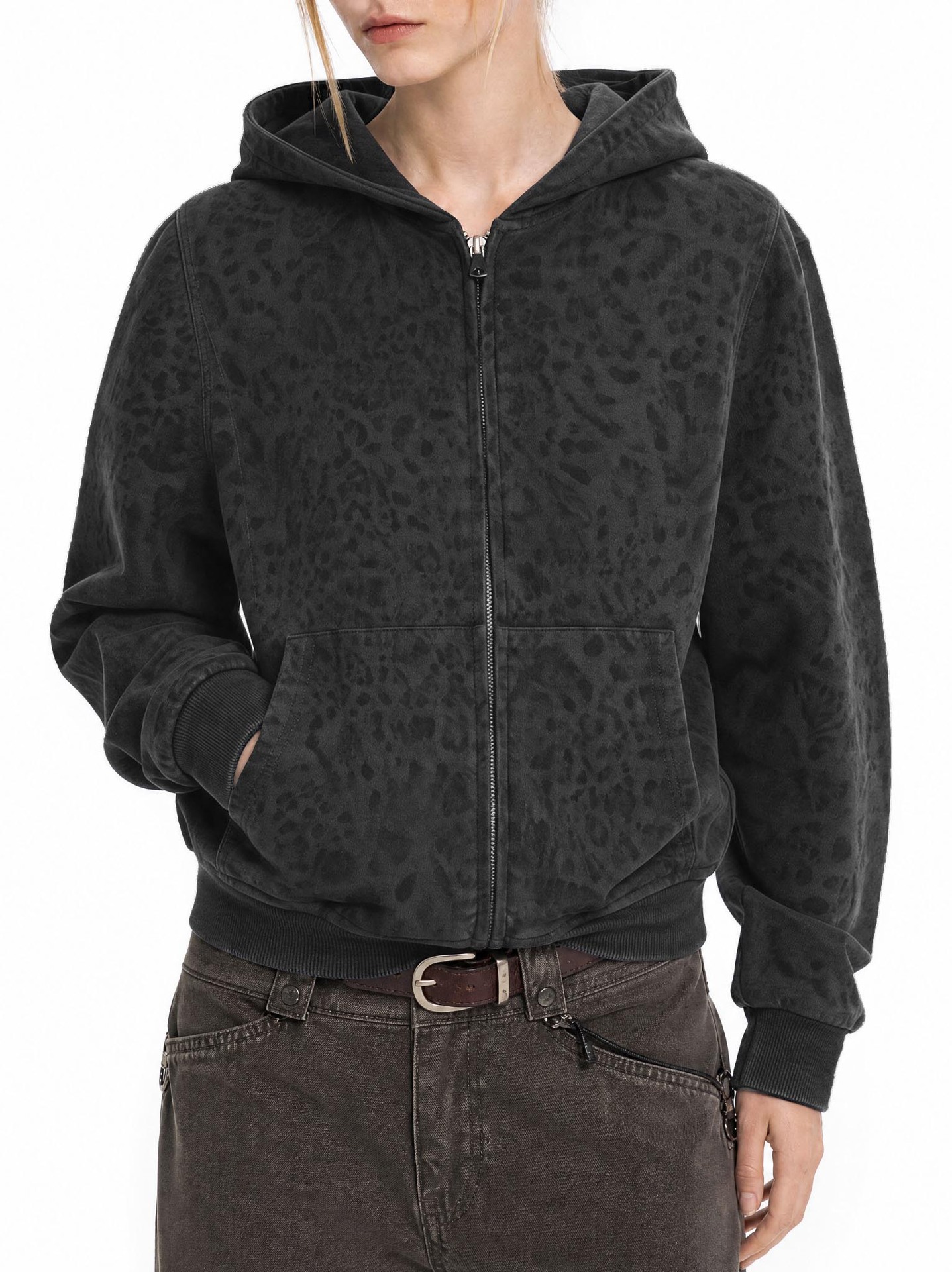MADEEXTREME Leopard Camo Zip-Up Hoodie