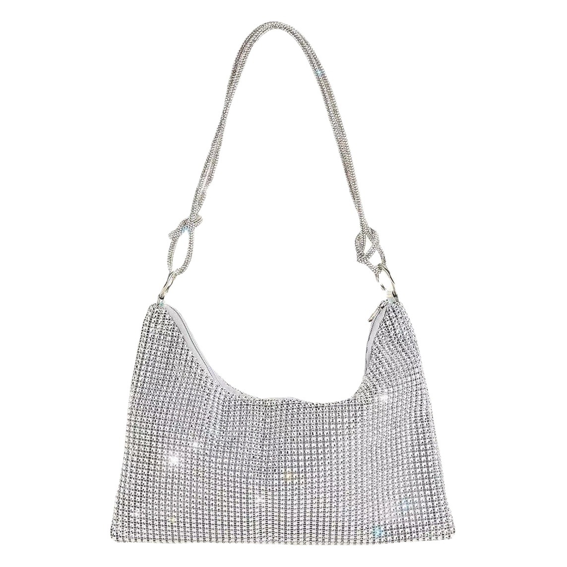 En stock 2022 nuevo europeo y americano transfronterizo imitación rhinestone neto anudado axilas bolso diamante-incrustado moda nicho hombro noche bolsa