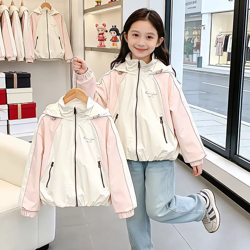 Girls' Coat Spring and Autumn 2026 New Korean Style Children's Fashion Windbreaker for Older Kids Autumn Hoodie Top