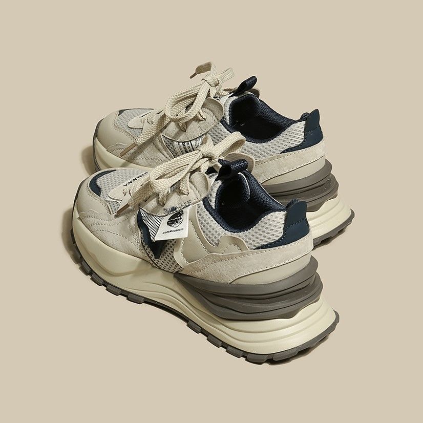 Zapatos de suela gruesa para mujeres 2024 primavera y verano nuevos zapatos transpirables de malla Agam, zapatos deportivos casuales de muffin de estilo universal