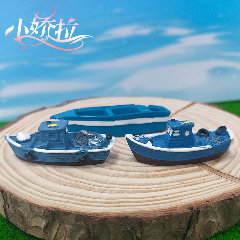 Nueva resina mini simulación yate caja de arena arena accesorios de paisajismo micro decoración de acuarios resina barco