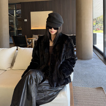 五十而立『摩登世界』天然水貂短皮草V领進口水貂冬轻盈保暖低调