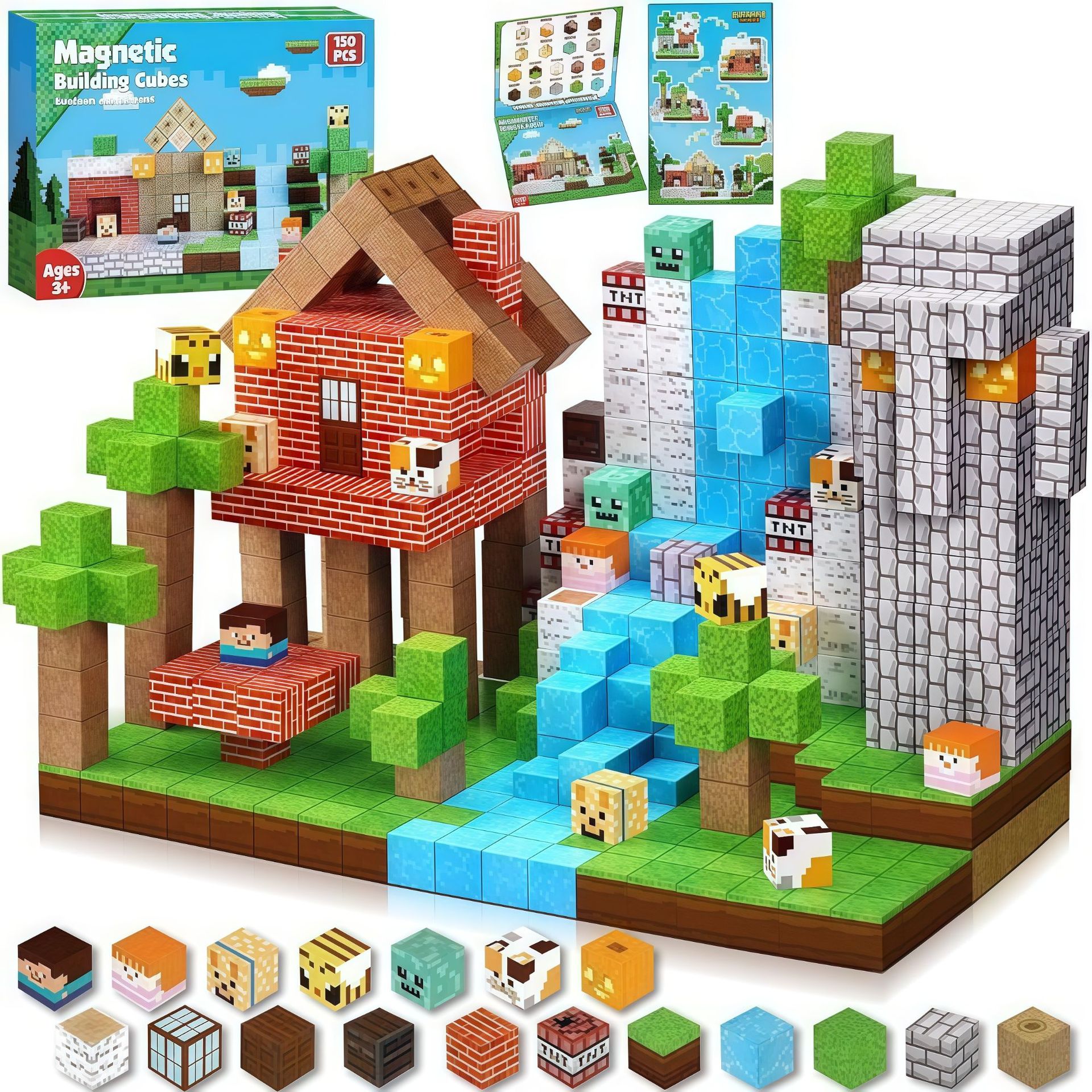 Transfronterizos Amazon My Blocks World Magnetic Block Set Puzzles Magnetic Cuadrados Juguetes Bosque Original