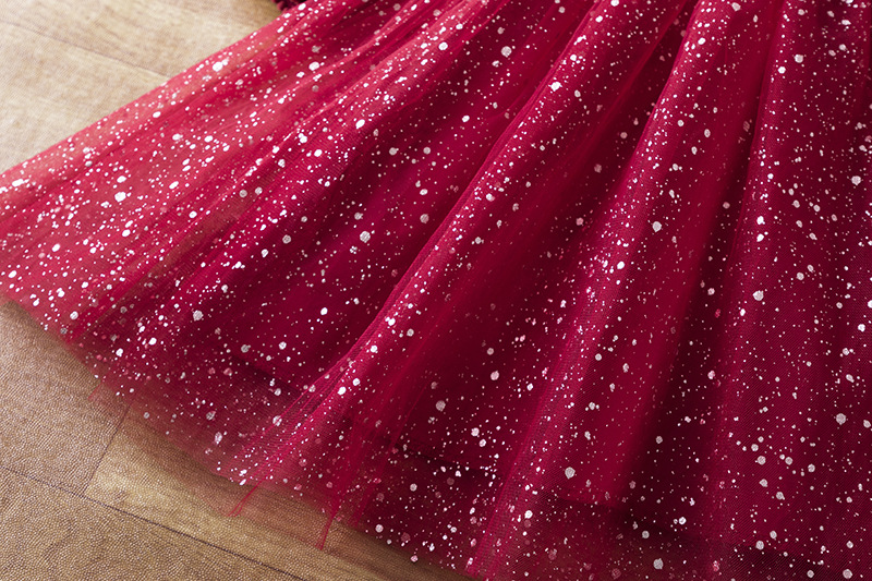 Girls' Sequin Winter Children's Girl Princess Fashionable Splicing Fluffy Yarn Dress Trend_voghion.com