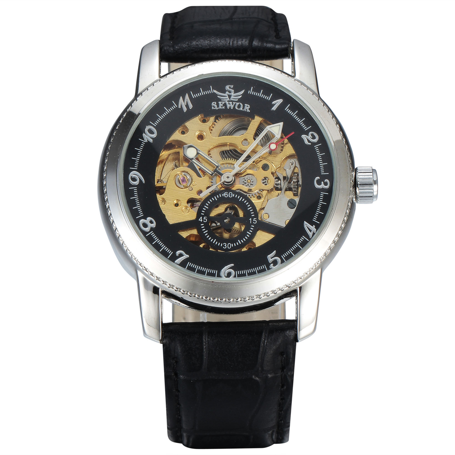SEWOR reloj mecánico de vidrio hueco transparente reloj de hombre comercio exterior comercio electrónico venta caliente reloj mecánico automático