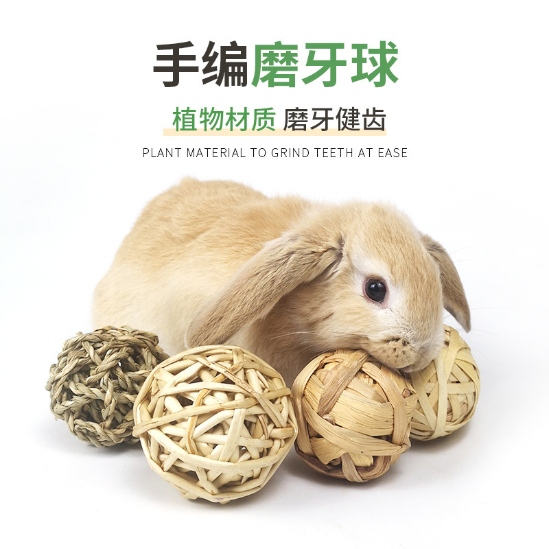 Carrot Valley Rabbit Teething Grass Ball Rabbit Chinchilla Guinea Pig Chew Toy Teething Toy Boredom Relief Toy Handmade Grass Ball