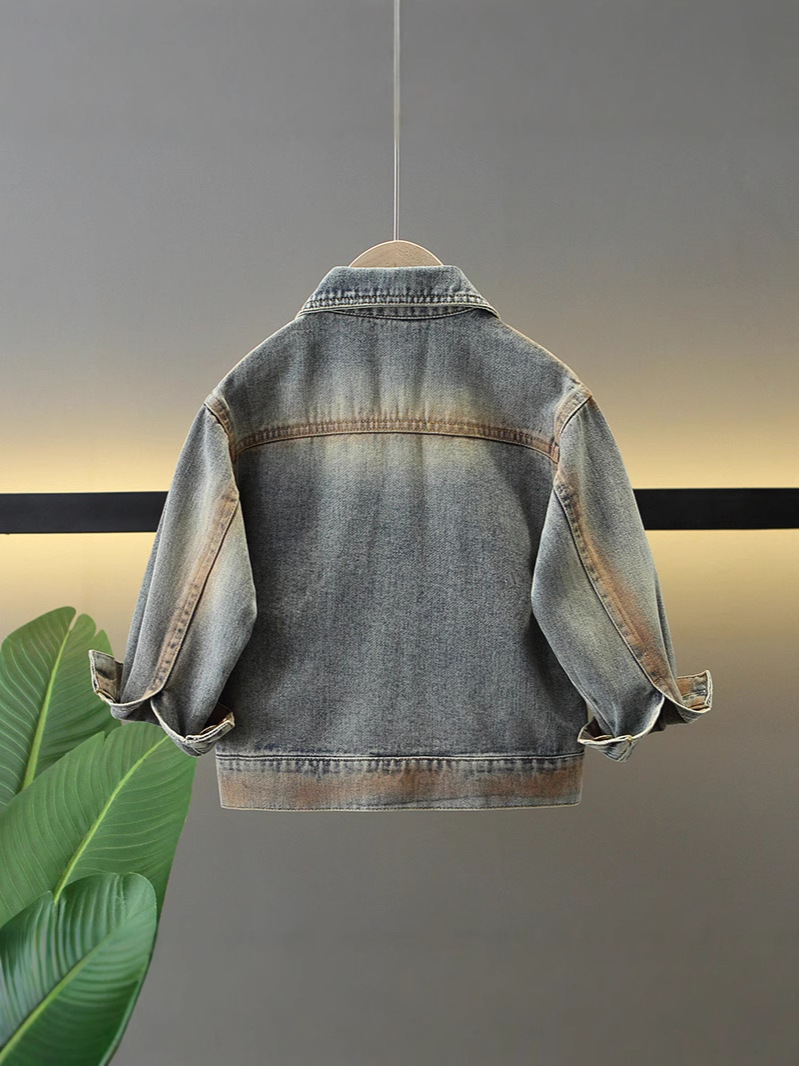 Chaqueta vaquera para niños 7774, estilo retro, primavera y otoño 2026, nueva colección, camisa de manga larga para niños, a la moda