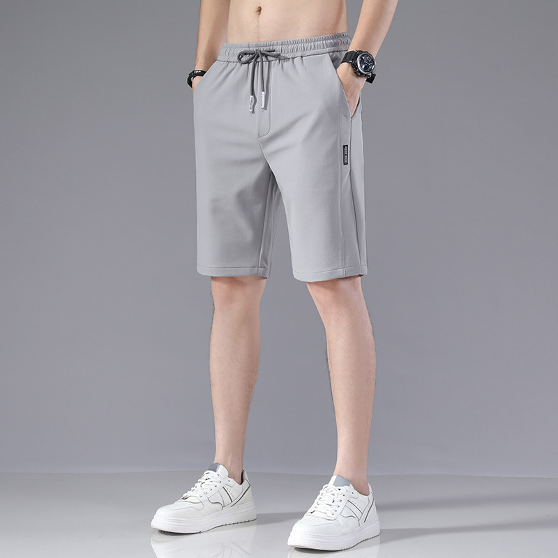 Ice Silk Shorts Men's 2024 Summer New Korean Style Loose Elastic Splicing Label Beach Five-Point Pants