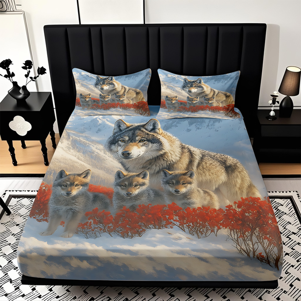 TEMU / JIT impresión digital 3D transfronteriza serie de wolf molido cama de cama de cama de cama para diseñar