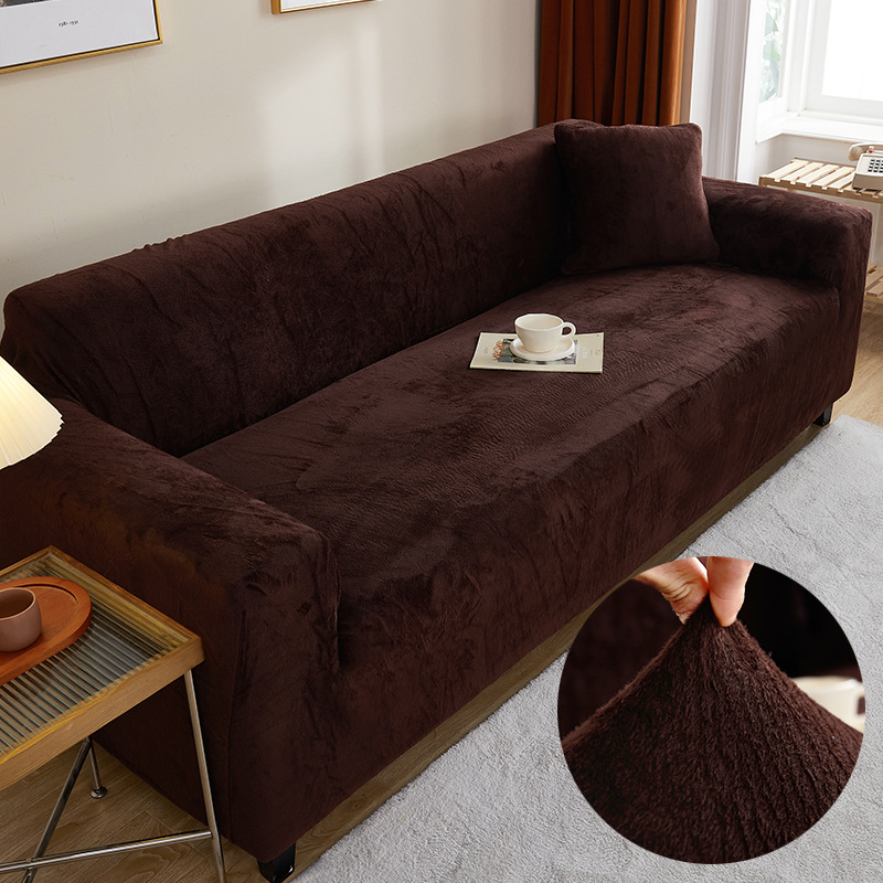 Otoño y invierno europeos de peluche engrosado sofá elástico cubierta de sofá cubierta de sofá todo incluido toalla de sofá de piel antideslizante tela al por mayor