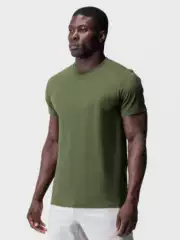 Cross-Border Summer European and American Slim Sports Fitness Short-Sleeved Men's Ice-Feel Cotton Polyester Elastic Moisture-Wicking Round Neck T-Shirt