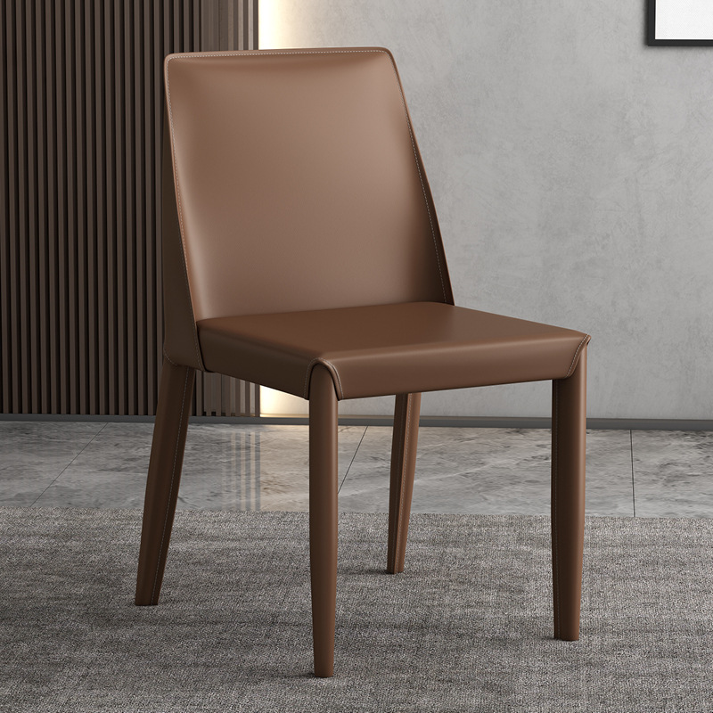 Mesa y silla de comedor de comedor moderno y simple, silla de cuero de diseño respaldo, silla de silla de aire industrial, exportación gruesa y minimalista