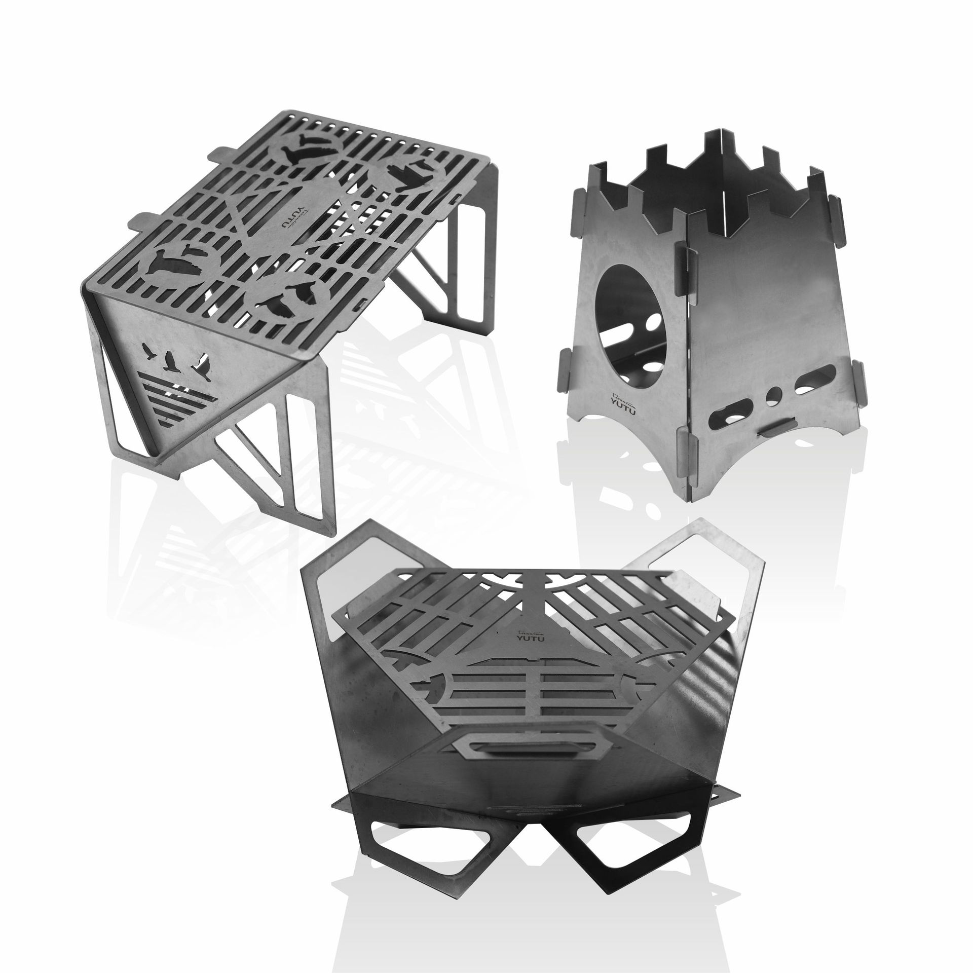 Parrilla de Titanio Puro para Barbacoa, Parrilla Exterior para Camping, Resistente al Viento, Estufa de Leña para Calentar, Estufa de Té con Diseño Resistente al Viento