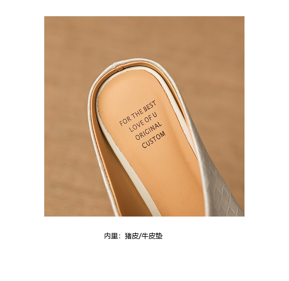 Sandal nữ bít mũi gót thô 5 cm, da bò đơn giản mùa xuân hè — đen chi tiết 21