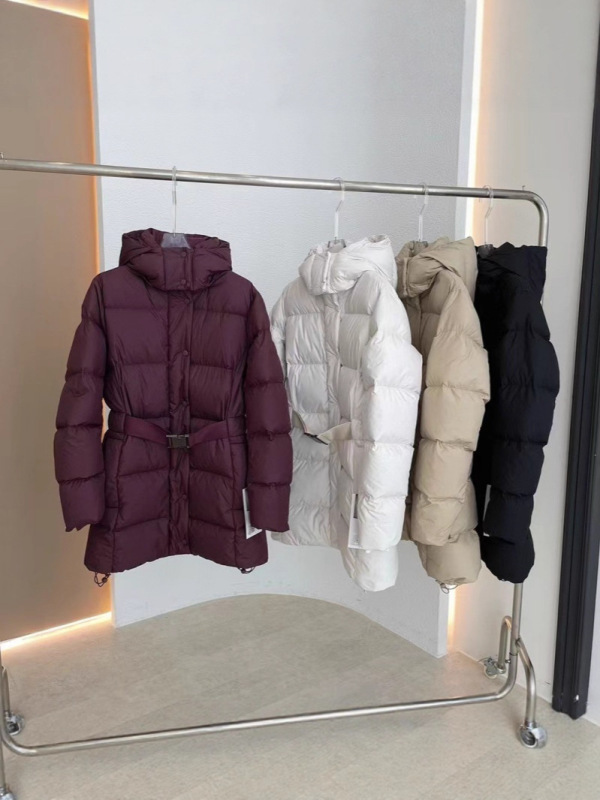 25新款女式腰带中长款连帽羽绒服收腰显瘦美腿羽绒外套大衣|undefined