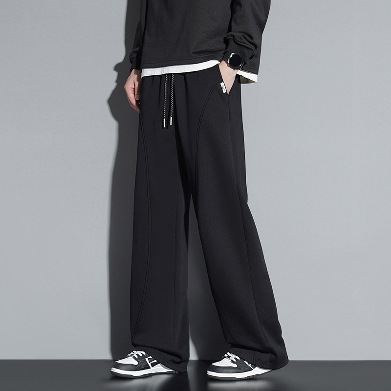 Men's sports sweatpants, spring and autumn, loose fit, knitted, slim-fit casual pants, plus size, winter, fleece-lined, American style, 7/8 length, price controlled at 89 Men's sports sweatpants, spring and autumn, loose fit, knitted, slim-fit casual pants, plus size, winter, fleece-lined, American style, 7/8 length, price controlled at 89