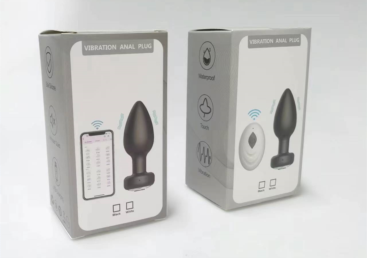 APP Remote Control Vibrating Anal Plug Set, 10 Frequencies, Silicone, Black, 4-Piece — detail image 27