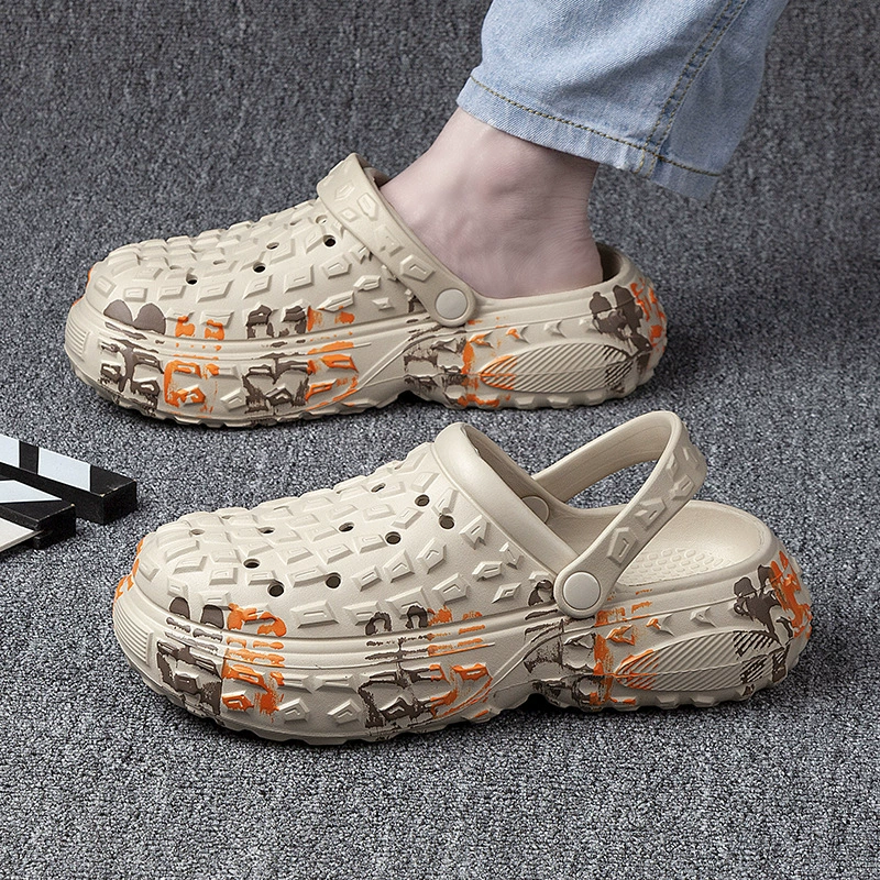 Летние новые мужские башмаки с носовыми отверстиями под колесами трансграничные большие размеры модные на открытом воздухе пляжные тапочки садовые сандалии