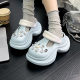 Ant Love Spring and Summer New Simple Thick Sole Outer Wear Small Man Waist Hole Shoes Bright Diamond Pearl Shoes for DIY
