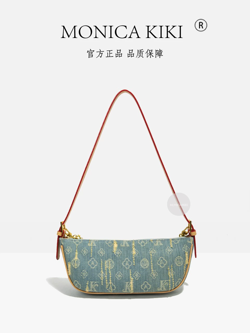 莫妮卡奇奇 Denim retro one-shoulder bag, shoulder bag, french style, high-quality style