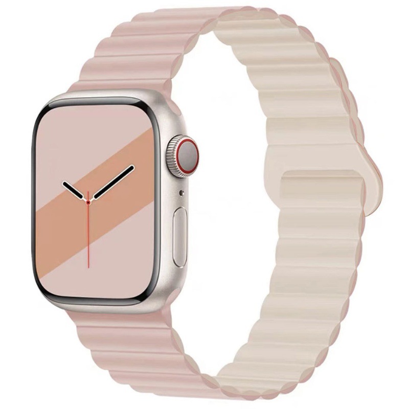 Correa de reloj de silicona bicolor adecuada para Apple iwatchs11, correa de reloj inteligente s10ultra con hebilla magnética
