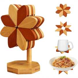 木质风车隔热垫餐桌创意耐高温家用防烫可折叠餐垫像一颗树桌面垫