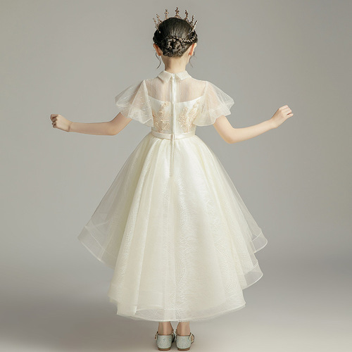 Floral Princess Dress Children's Evening Gown Trendy Little Girl Birthday Tulle Girl Child Host Performance Costume