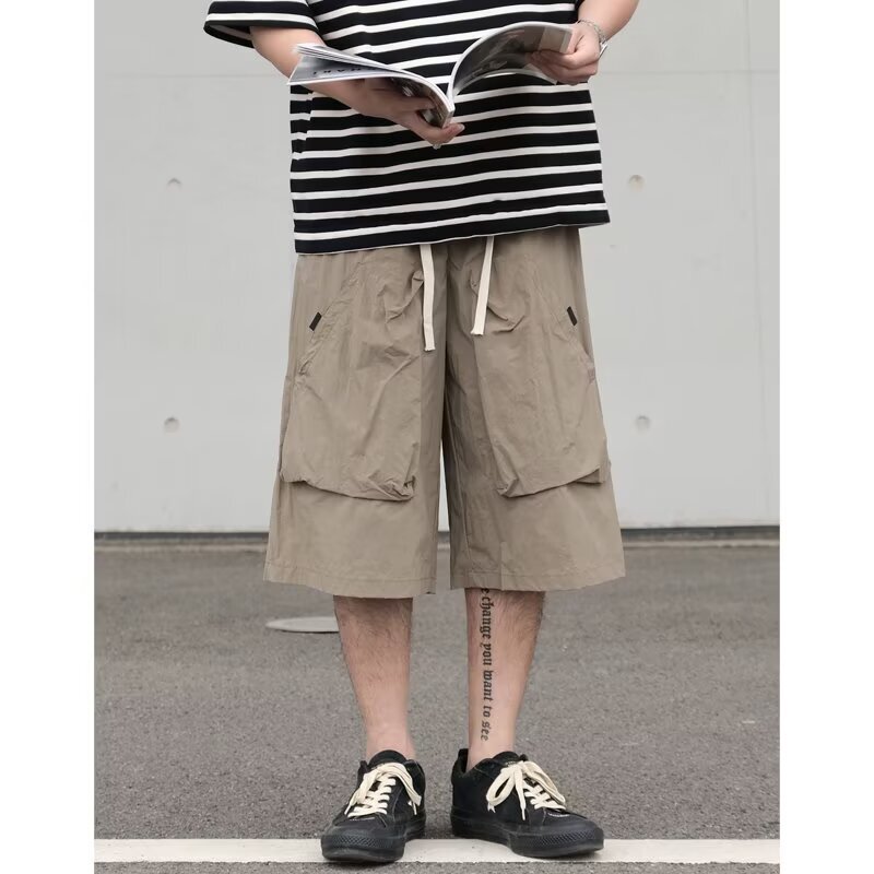 Summer Thin Outdoor Quick-Dry American Retro Large Pocket Cargo Pants Men's Loose Fit Plus Size Sports Pants