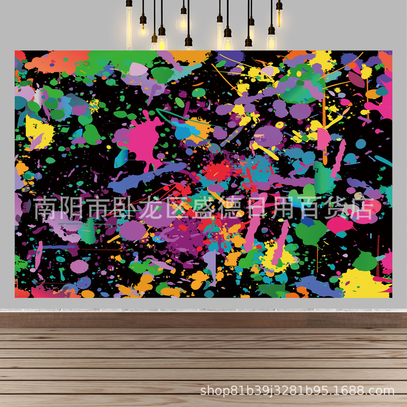 Cross-border Amazon graffiti splash paint shooting banner Let it Grow Party decoration photography background cloth