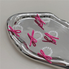 Japanese and Korean-style unique cat's eye stone elastic cord bead ring, magenta color that makes the skin look good, butterfly finger ring