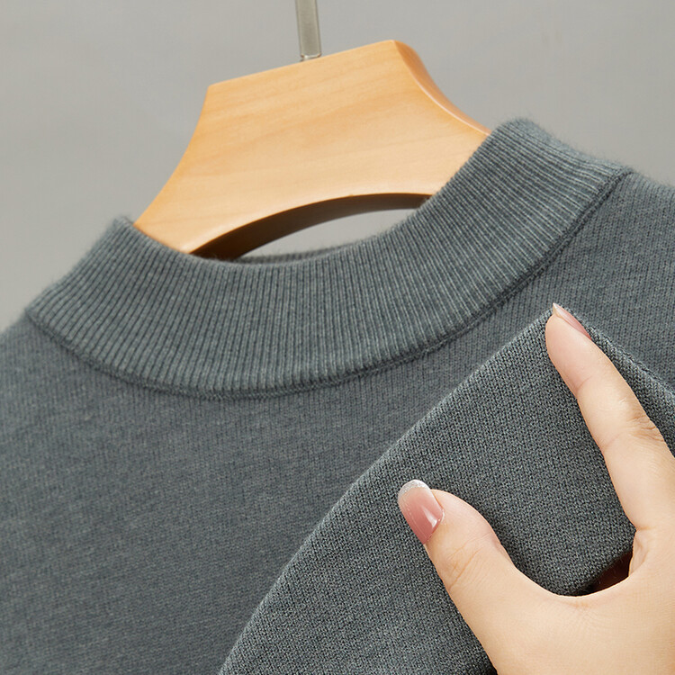 boy Live Broadcast Half Turtleneck Long Sleeve Knitted Sweater Men's Autumn Winter New Solid Color Warm Base Shirt Men_voghion.com