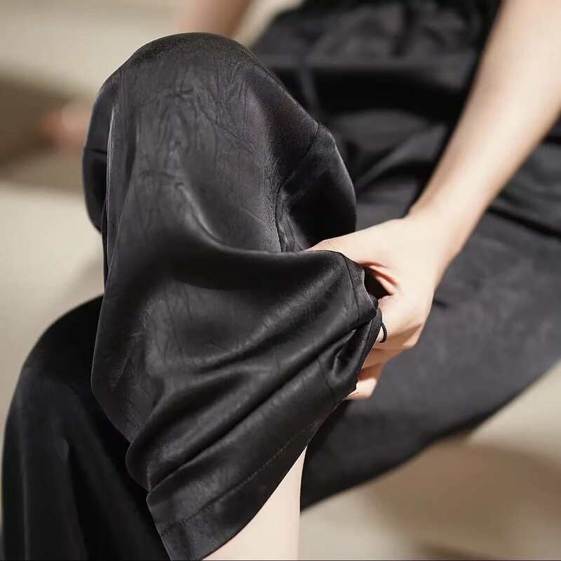 2026 New Style Mulberry Silk High-End Satin Jacquard Summer Wide-Leg Pants Loose Straight-Leg Pants Trendy Long Pants 2026 New Style Mulberry Silk High-End Satin Jacquard Summer Wide-Leg Pants Loose Straight-Leg Pants Trendy Long Pants