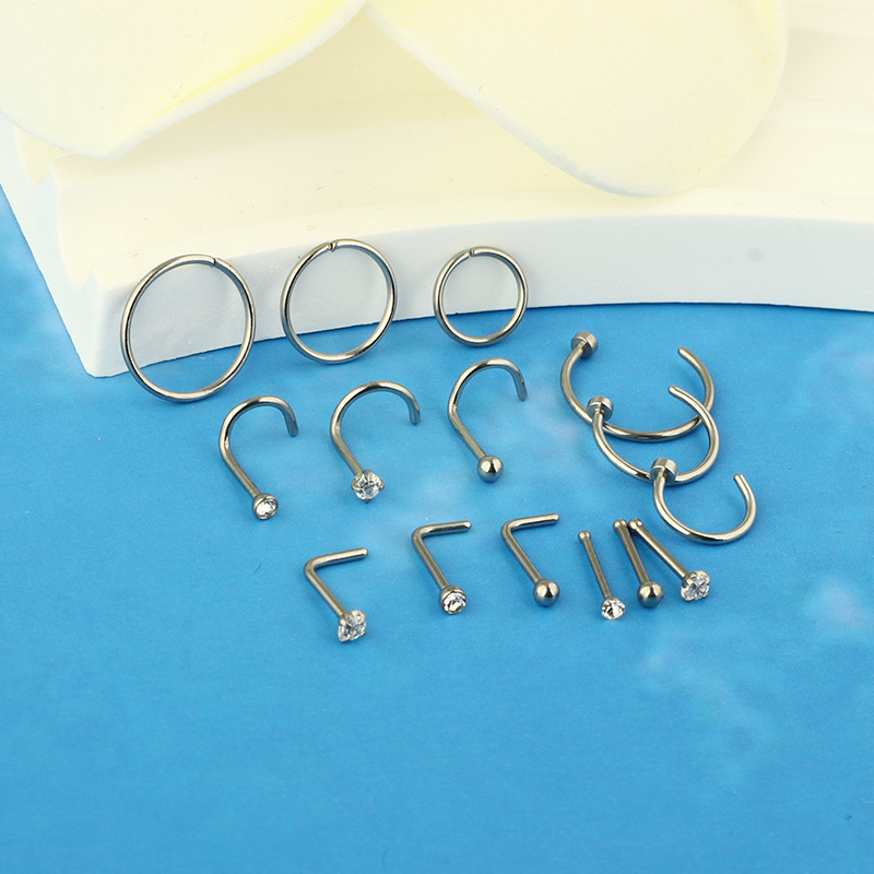 Nose Ring Classification Nose Rings & Studs Piercing Type 1 Set Nose Rings & Studs Simple Style Heart Shape 304 Stainless Steel Nose Rings & Studs