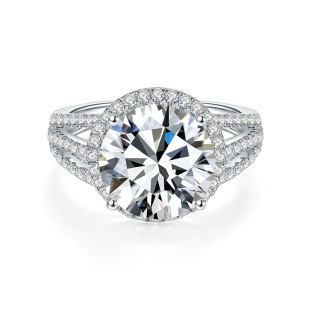 5 Carat S925 Silver Moissanite Group Inlaid Thick Plated 18K Gold Diamond Ring Women's Jewelry E-Commerce Cross-Border Ring Engagement Wholesale