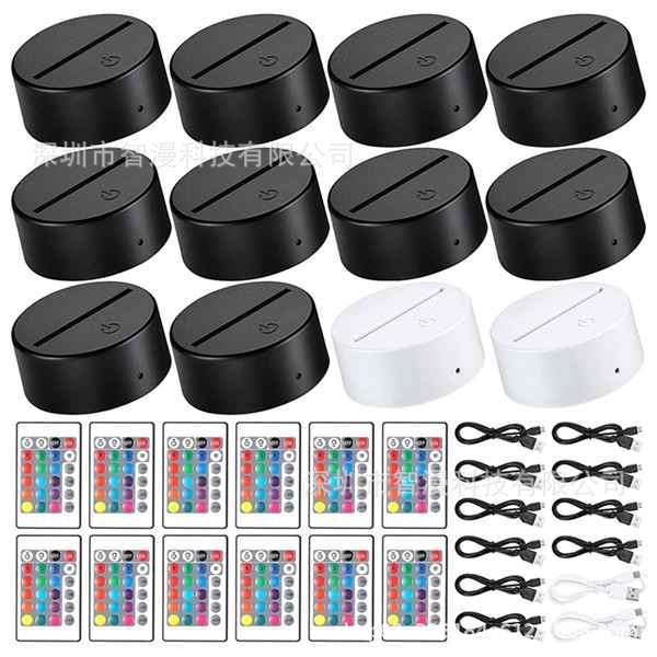 Transfronterizo nuevo exótico 3D luz de la noche titular USB Toque control Remoto colorido luz de la noche lámpara de mesa de acrílico combinación base