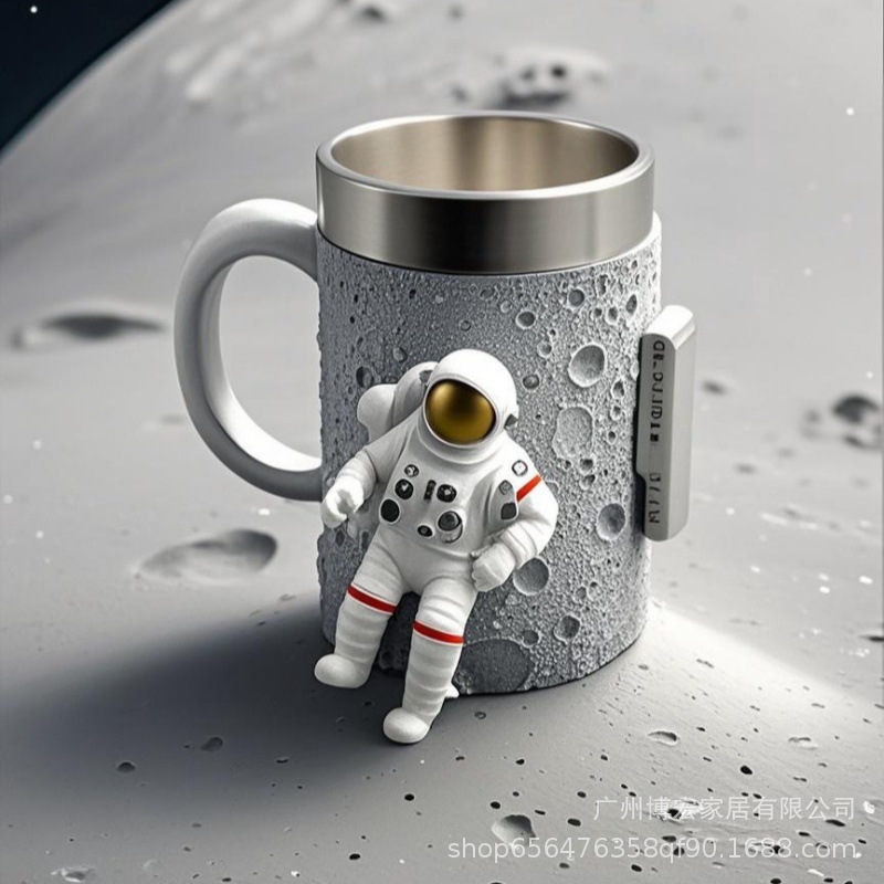 Taza de cerveza de astronauta 3D en relieve, creativa y personalizada, de acero inoxidable, de gran capacidad, para agua.