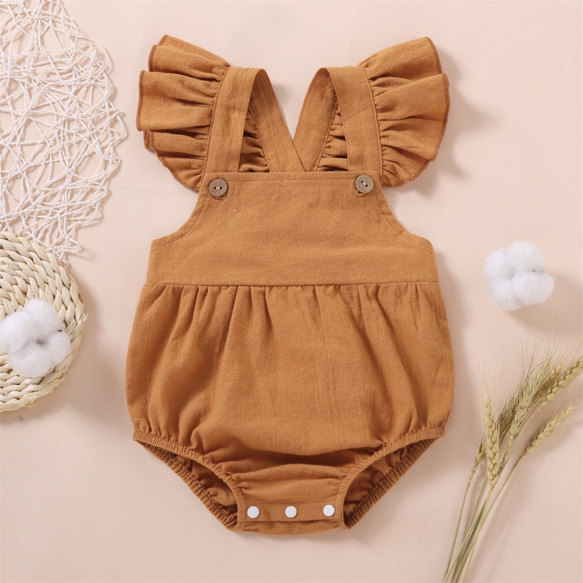 Fashion Solid Color Cotton Baby Rompers display picture 3