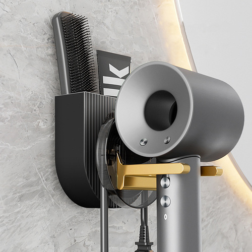 Multifunctional hair dryer rack bathroom wall-mounted punch-free storage rack hair dryer comb storage box wall hanging rack