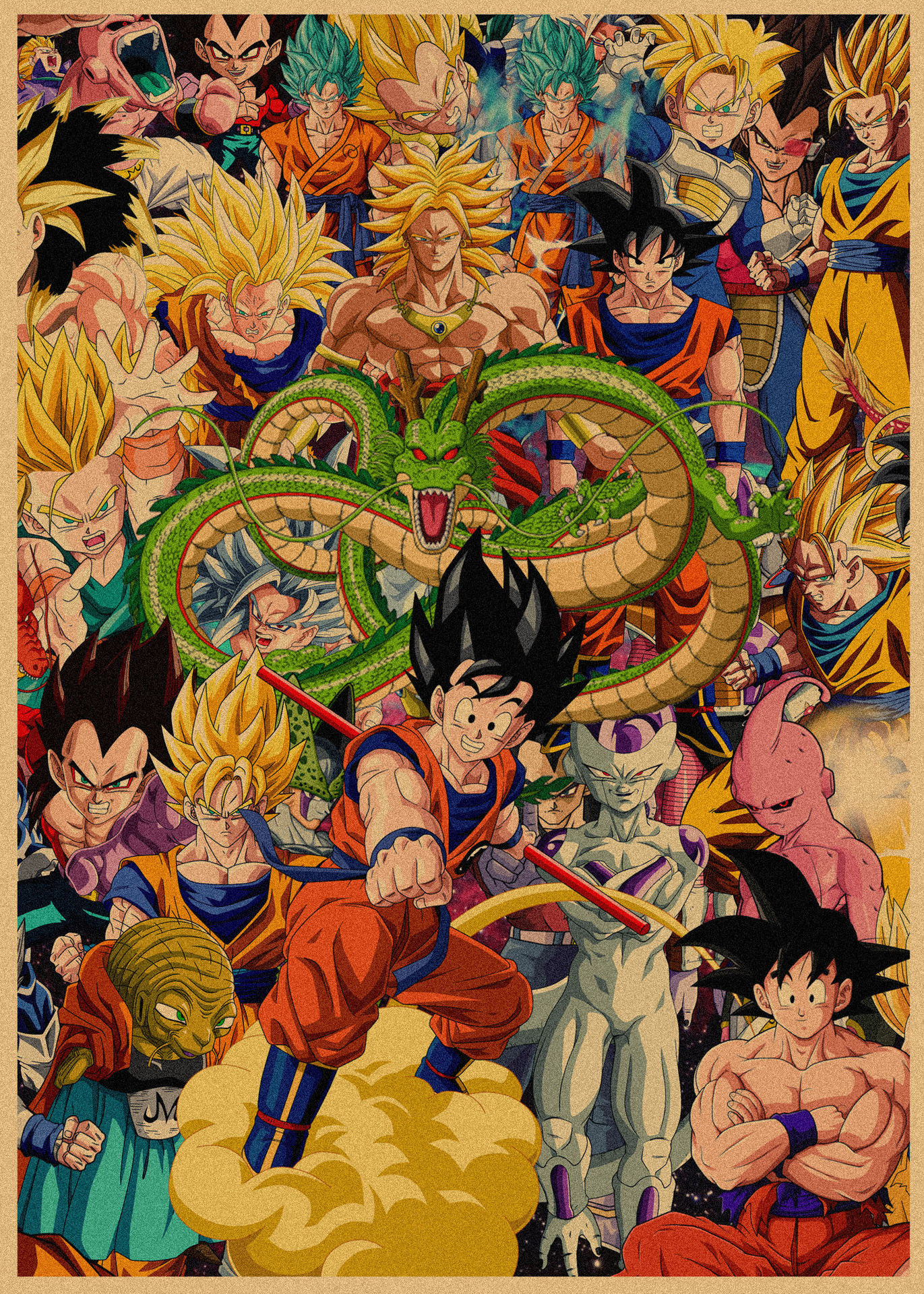 日本式アニメ七龍珠アラレ復古クラフト紙ポスター鳥山明装飾画孫悟空壁画316