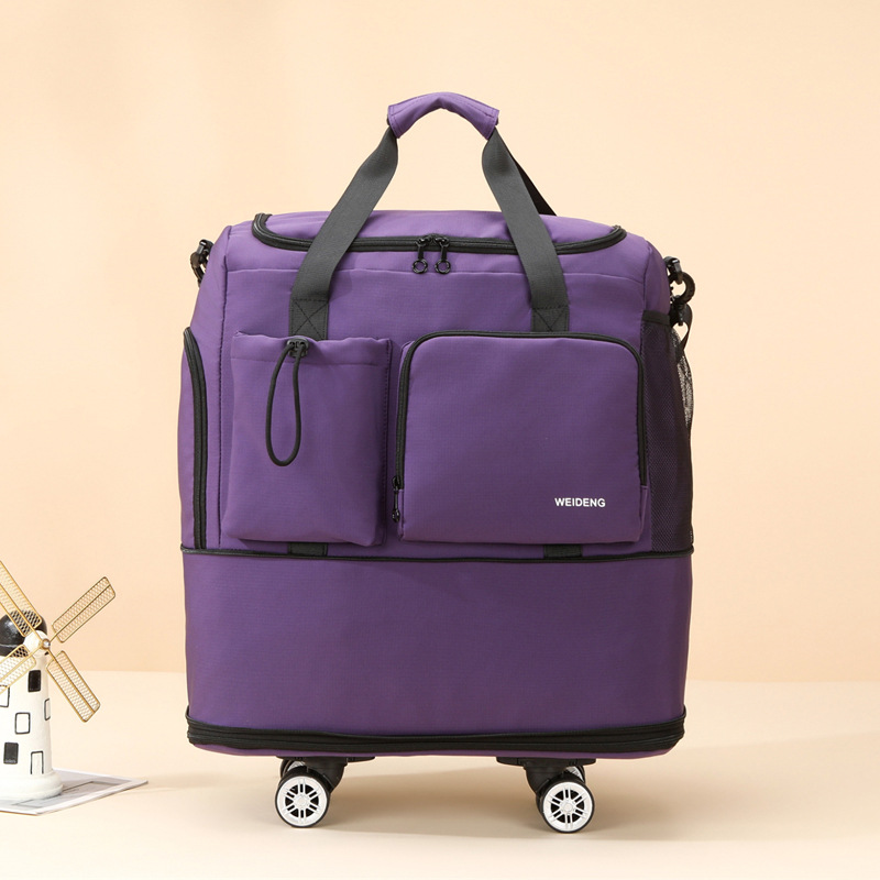 Bolsa de viaje plegable con ruedas de tela Oxford, gran capacidad, para viajes de negocios