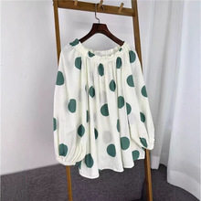 欧美2023年跨境亚马逊速卖通新款波点圆领宽松女式上衣