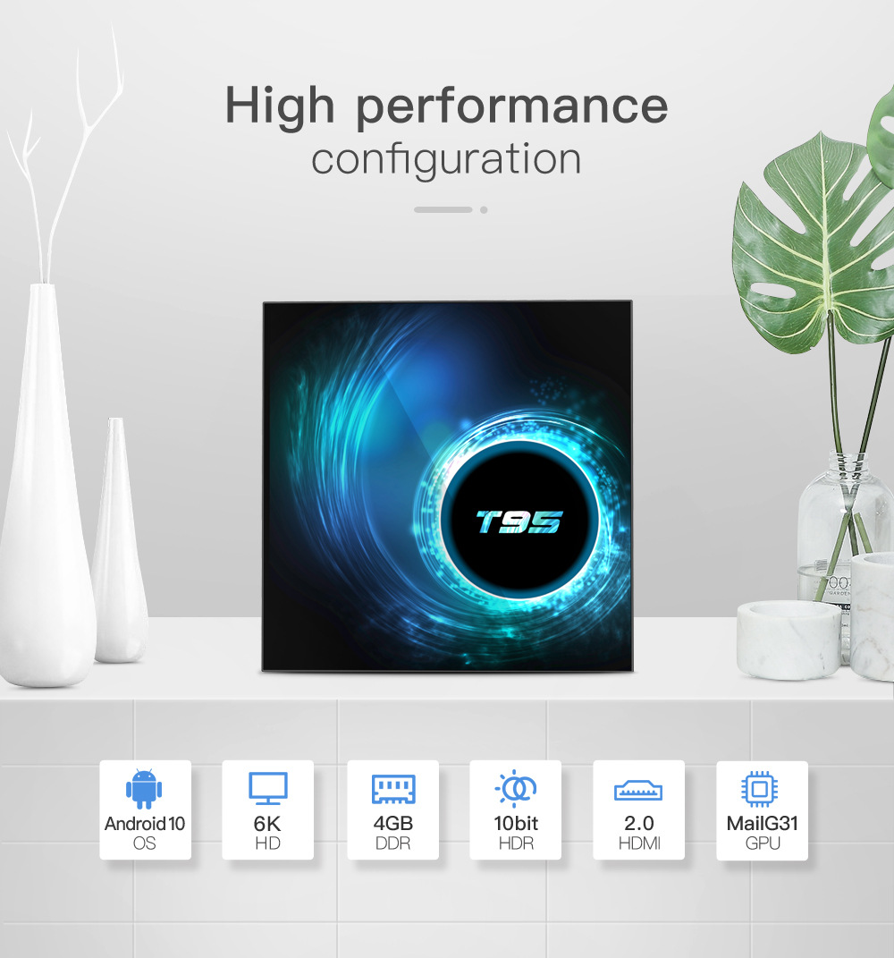 T95 Set-Top Box h616 2.4G/5G WiFi Bluetooth 4K HD Dual-Band Player TV Box