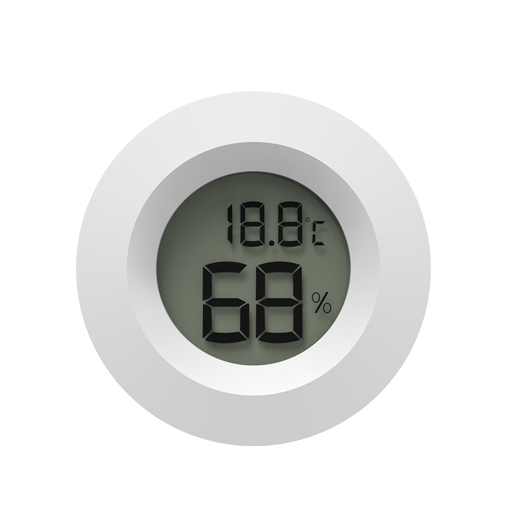 圆形带CF开关机电子数显温湿度计爬虫宠物亚克力箱雪茄盒温湿度表
