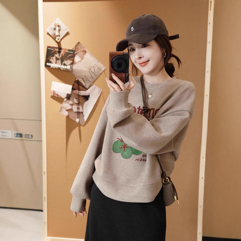 Popular Design, Super Nice Round Neck Sweatshirt for Women, 2025 Autumn and Winter New Style, Fashionable and Slimming Look Top