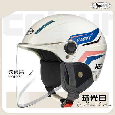 Four Seasons universal motorcycle helmet | Motosiklet kaskı (dəbilqə) - l004-winter-long-mirror-pearlescent-white-funny-lines