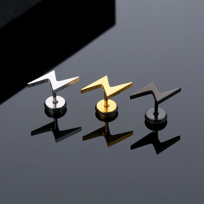 1 Pair Fashion Lightning Stainless Steel Plating Unisex Ear Studs