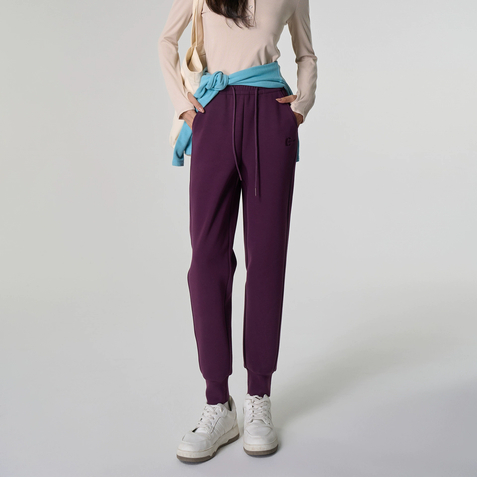 [Ветрозащитные брюки] Зимние новые женские толстые теплые ветрозащитные шерстяные спортивные брюки с высокой пулей